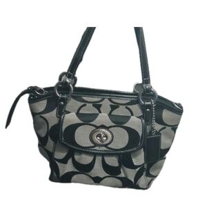Coach Leah Signature Tote F14661 Small Handbag Black & Gray Y2K Vintage